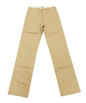Buzz Rickson's Men's Original Spec Chinos 8.2 oz. Cotton Twill High-Rise Slimmer Straight Fit Military Chino Trousers with Zipper Fly Made in Japan (BR40025, 01 Beige, One Wash)