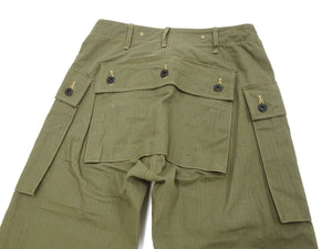 Buzz Rickson Cargo Pants Men's USMC P44 Combat Trousers HBT P-44 Monkey Pants BR42340 Olive
