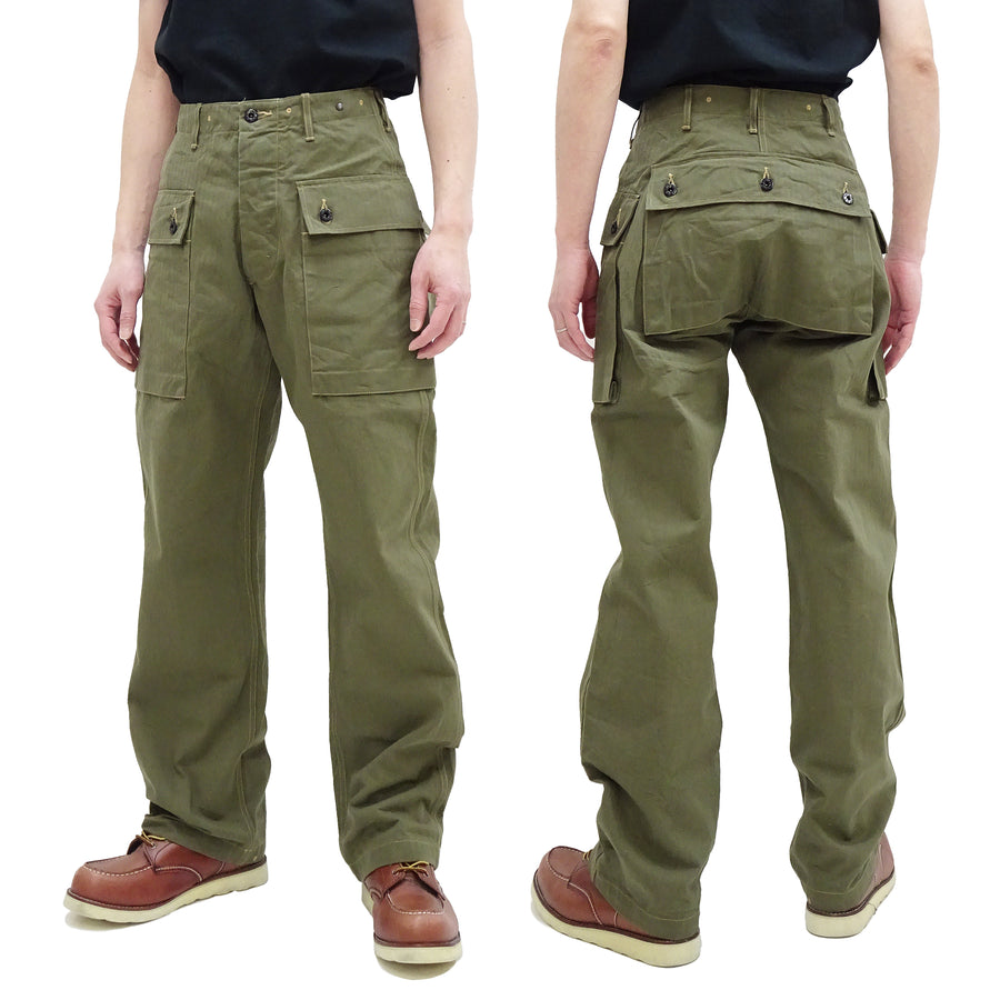 Buzz Rickson Cargo Pants Men's USMC P44 Combat Trousers HBT P-44 Monkey Pants BR42340 Olive