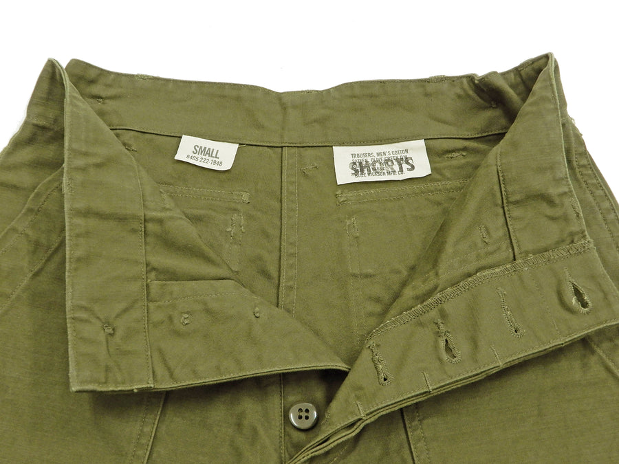 Buzz Rickson Men's Military Shorts inspired by U.S. Army OG-107 Trousers BR51735 Olive