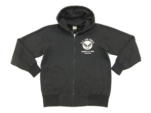 Buzz Rickson Hoodie Men's USAAF Insignia Hoodie Zip Front Hooded Sweatshirt BR65599 Faded-Black