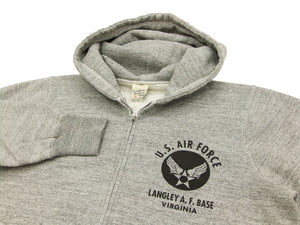 Buzz Rickson Hoodie Men's USAAF Insignia Hoodie Zip Front Hooded Sweatshirt BR65599 Heather-Gray