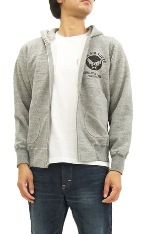 Buzz Rickson Hoodie Men's USAAF Insignia Hoodie Zip Front Hooded Sweatshirt BR65599 Heather-Gray