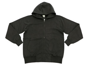 Buzz Rickson Hoodie Men's Plain Hoodie Zip Front Hooded Sweatshirt BR65623 Faded-Black