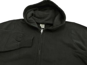 Buzz Rickson Hoodie Men's Plain Hoodie Zip Front Hooded Sweatshirt BR65623 Faded-Black