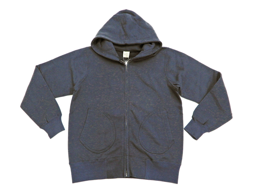 Buzz Rickson Hoodie Men's Plain Hoodie Zip Front Hooded Sweatshirt BR65623 Faded-Navy-Blue