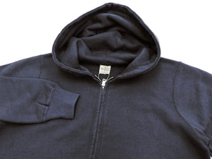 Buzz Rickson Hoodie Men's Plain Hoodie Zip Front Hooded Sweatshirt BR65623 Faded-Navy-Blue