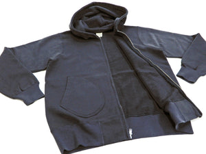 Buzz Rickson Hoodie Men's Plain Hoodie Zip Front Hooded Sweatshirt BR65623 Faded-Navy-Blue