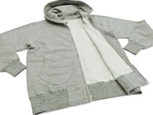 Buzz Rickson Hoodie Men's Plain Hoodie Zip Front Hooded Sweatshirt BR65623 Heather-Gray
