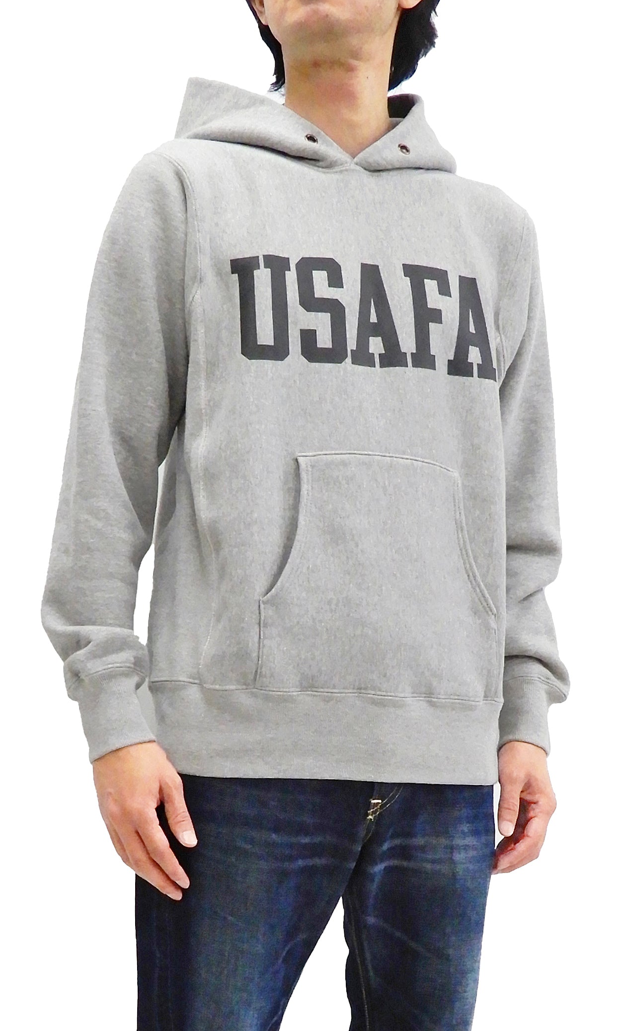 Buzz Rickson Pullover Hoodie Men's Reproduction of U.S. Air Force Academy  Hooded Sweatshirt BR Heather Gray