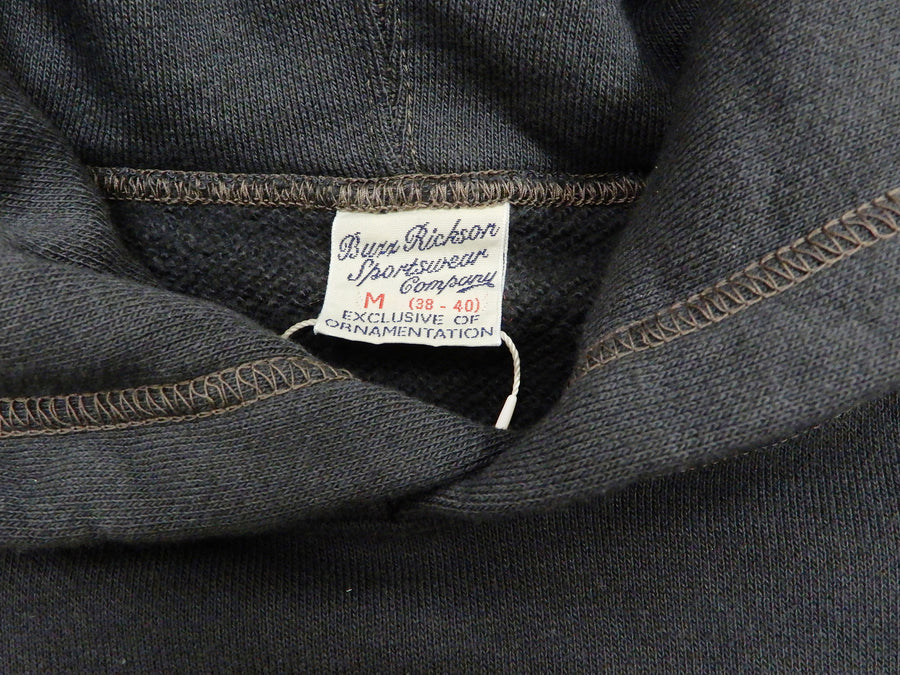 Buzz Rickson Plain Pullover Hoodie Men's Loop-wheeled Vintage Style Hooded Sweatshirt BR68914 119-Faded-Black