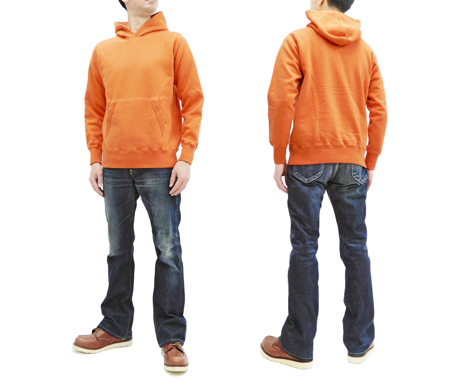 Buzz Rickson Plain Pullover Hoodie Men's Loop-wheeled Vintage Style Hooded Sweatshirt BR68914 159-Faded-Orange