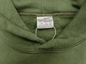 Buzz Rickson Plain Pullover Hoodie Men's Loop-wheeled Vintage Style Hooded Sweatshirt BR68914 149-Faded-Olive