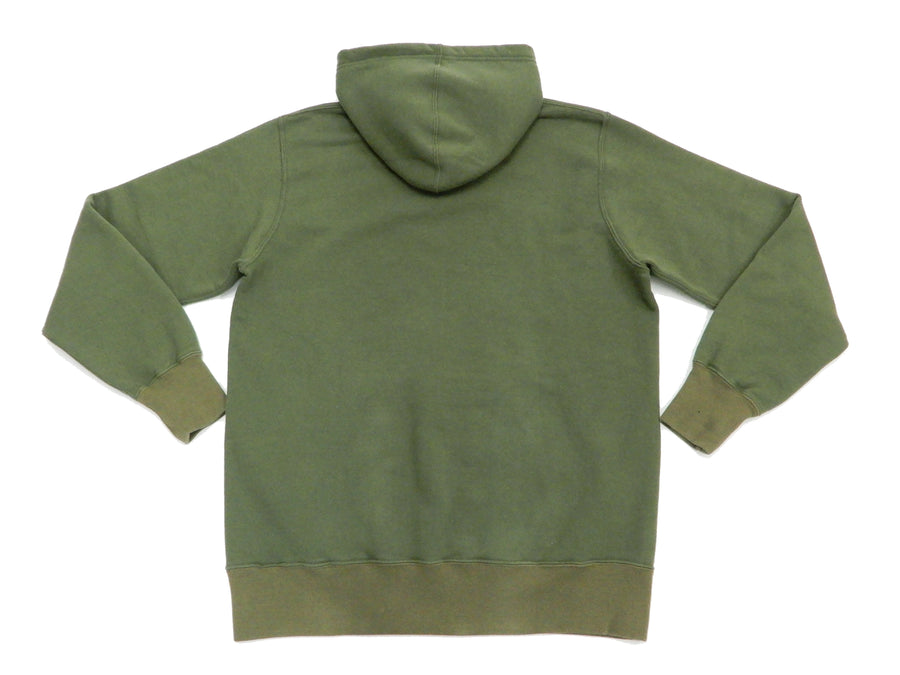Buzz Rickson Plain Pullover Hoodie Men's Loop-wheeled Vintage Style Hooded Sweatshirt BR68914 149-Faded-Olive
