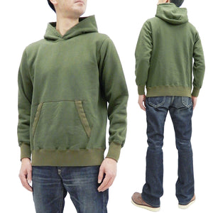 Buzz Rickson Plain Pullover Hoodie Men's Loop-wheeled Vintage Style Hooded Sweatshirt BR68914 149-Faded-Olive