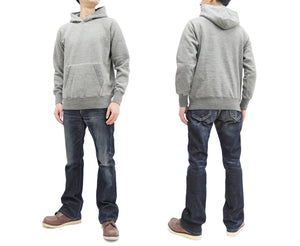 Buzz Rickson Plain Pullover Hoodie Men's Loop-wheeled Vintage Style Hooded Sweatshirt BR68914 113-Heather-Gray