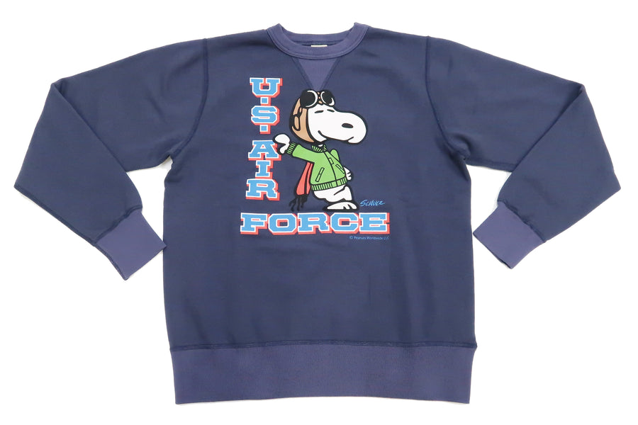 Buzz Rickson Sweatshirt Men's Loop-wheeled Vintage Style Military Snoopy Sweatshirt BR69071 128 Faded-Navy-Blue