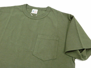 Buzz Rickson T-shirt Men's Short Sleeve Loopwheel Plain Pocket Tee BR78711 Olive