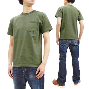 Buzz Rickson T-shirt Men's Short Sleeve Loopwheel Plain Pocket Tee BR78711 Olive