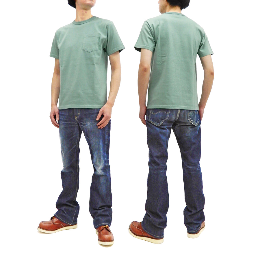 Buzz Rickson T-shirt Men's Short Sleeve Loopwheel Plain Pocket Tee BR78711 Sage-Green