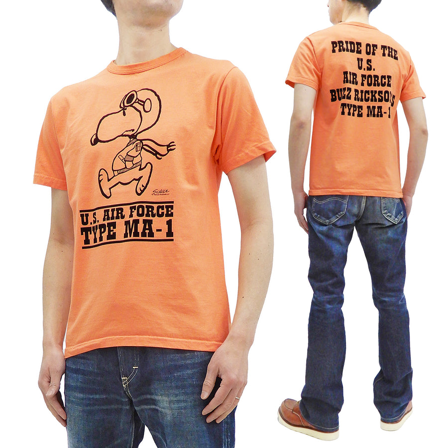 Buzz Rickson T-shirt Men's Snoopy Graphic Short Sleeve Loopwheeled Tee BR78895 Orange