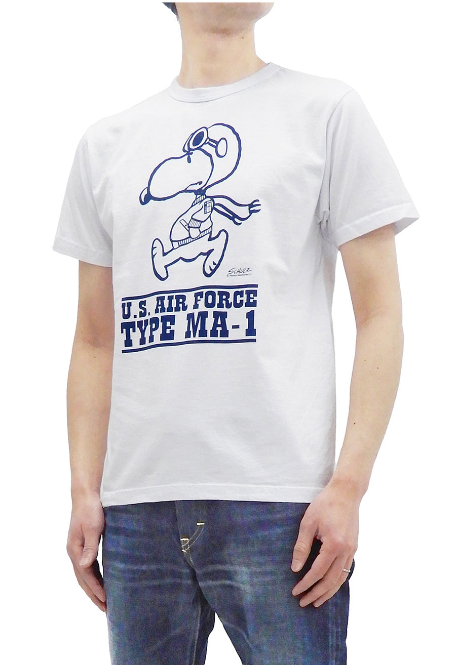 Buzz Rickson T-shirt Men's Snoopy Graphic Short Sleeve Loopwheeled Tee BR78895 White