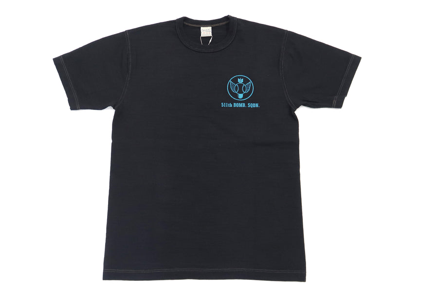 Buzz Rickson T-shirt Men's Military Graphic Short Sleeve Loopwheeled Slub Tee BR78958 Black