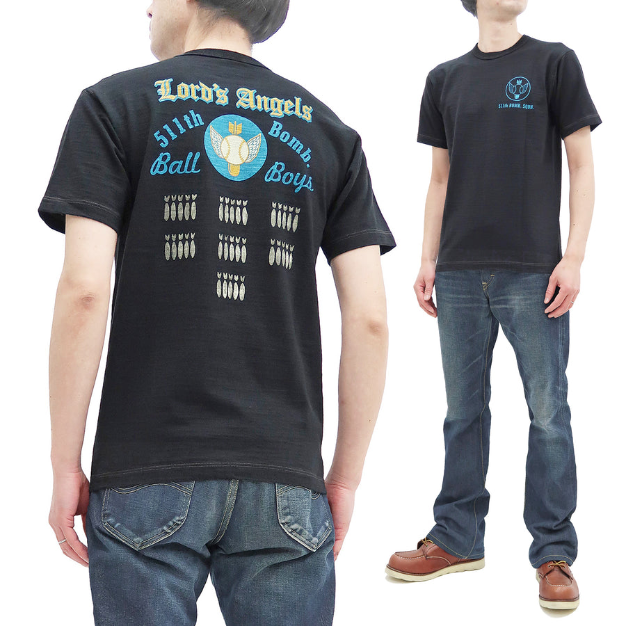 Buzz Rickson T-shirt Men's Military Graphic Short Sleeve Loopwheeled Slub Tee BR78958 Black