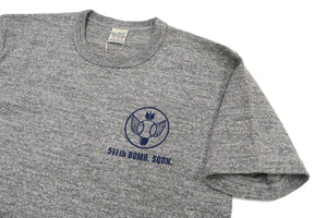 Buzz Rickson T-shirt Men's Military Graphic Short Sleeve Loopwheeled Slub Tee BR78958 Heather-Gray