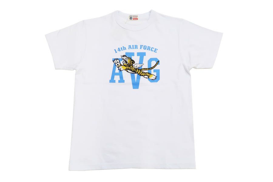 Buzz Rickson T-shirt Men's Military Graphic Flying Tigers Short Sleeve Loopwheeled Tee BR79046 White
