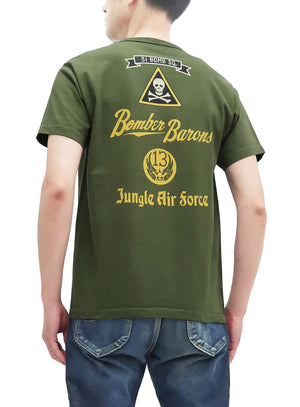 Buzz Rickson Pocket T-shirt Men's Military Graphic Bomber Barons Short Sleeve Loopwheeled Tee BR79047 Olive