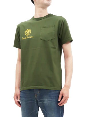 Buzz Rickson Pocket T-shirt Men's Military Graphic Bomber Barons Short Sleeve Loopwheeled Tee BR79047 Olive