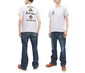 Buzz Rickson Pocket T-shirt Men's Military Graphic Bomber Barons Short Sleeve Loopwheeled Tee BR79047 White