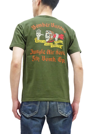 Buzz Rickson T-shirt Men's WW2 Bomber Barons Military Short Sleeve Loopwheeled Pocket Tee BR79131 149 Olive