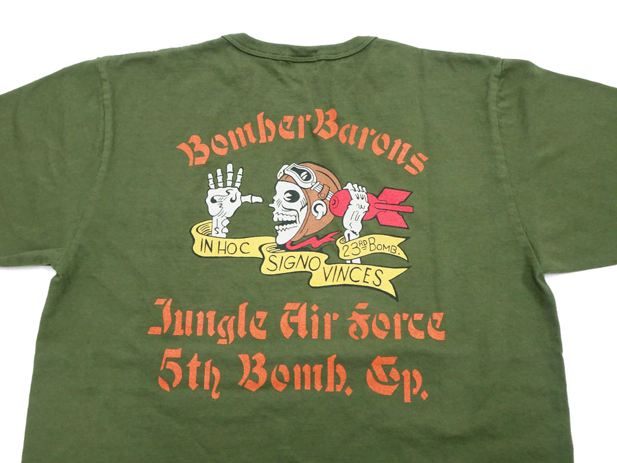 Buzz Rickson T-shirt Men's WW2 Bomber Barons Military Short Sleeve Loopwheeled Pocket Tee BR79131 149 Olive