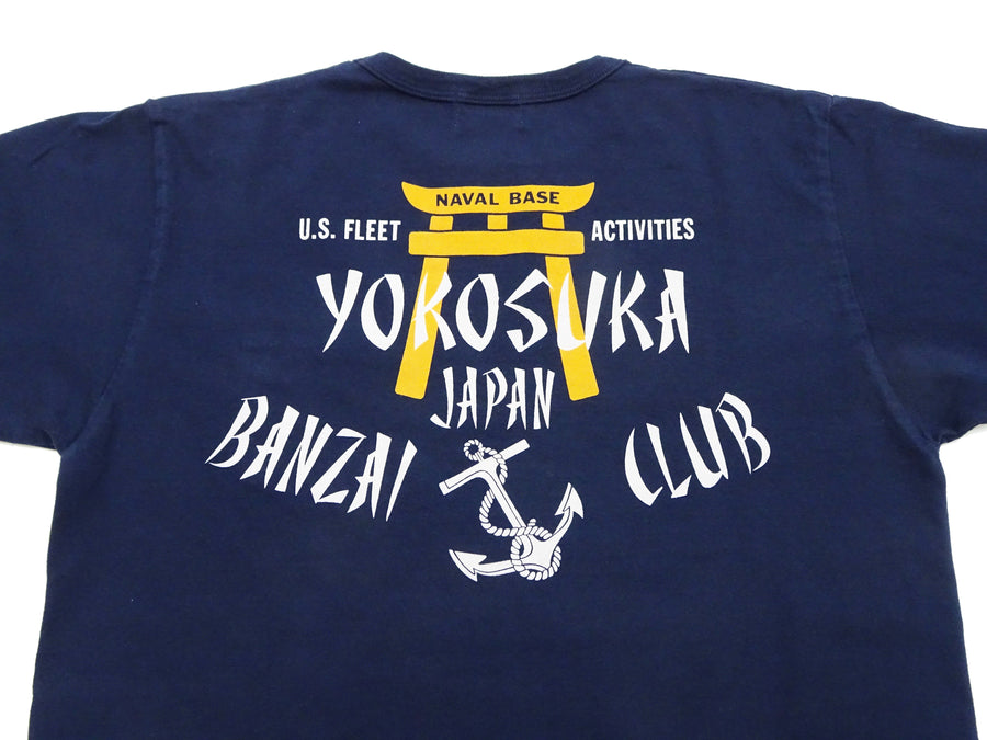 Buzz Rickson T-shirt Men's US Navy Base Yokosuka Military Short Sleeve Loopwheeled Tee BR79132 128 Navy-Blue