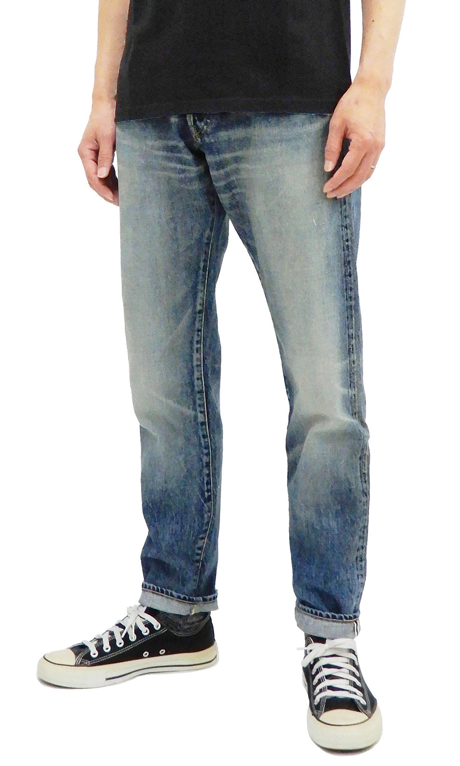 Studio D'artisan Pre Faded Jeans Men's Relaxed Tapered Fit 13oz Japanese Selvedge Denim D1826U Indigo-Blue