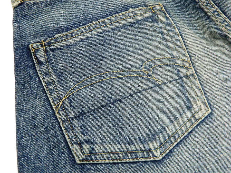 Studio D'artisan Pre Faded Jeans Men's Relaxed Tapered Fit 13oz Japanese Selvedge Denim D1826U Indigo-Blue