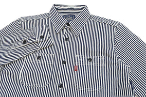 Studio D'artisan Hickory Shirt Men's Long Sleeve 14 Oz. Heavy Japanese Hickory Stripe Work Shirt D5335H