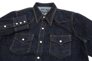 Studio D'artisan Denim Western Shirt Men's Long Sleeve 14 Oz. Heavy Japanese Solid Denim Shirt D5571
