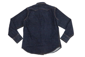 Studio D'artisan Denim Western Shirt Men's Long Sleeve 14 Oz. Heavy Japanese Solid Denim Shirt D5571