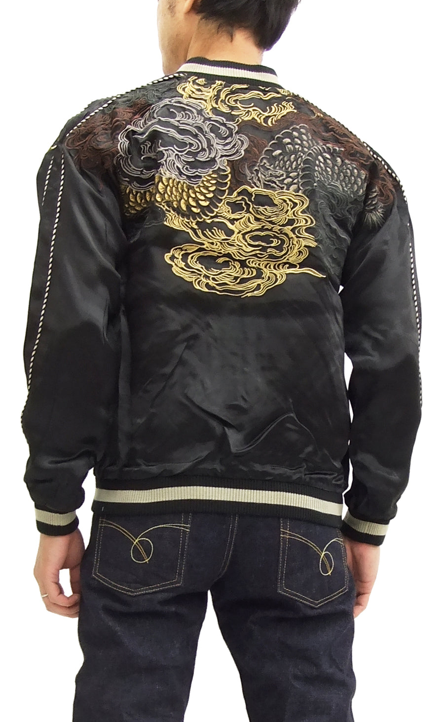 SATORI Japanese Souvenir Jacket Dragon Men's Sukajan GSJR-009 Black