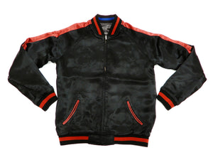 Satori Script Men's Japanese Souvenir Jacket Shoki Sukajan GSJR-019 Charcoal-Gray/Navy