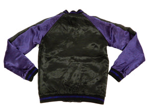 Satori Script Men's Japanese Souvenir Jacket Geisha Oiran Sukajan GSJR-021 Black/Dark-Blue