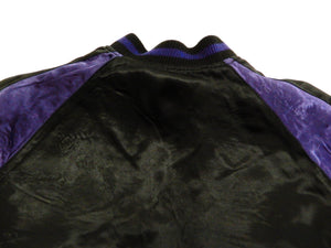 Satori Script Men's Japanese Souvenir Jacket Geisha Oiran Sukajan GSJR-021 Black/Dark-Blue