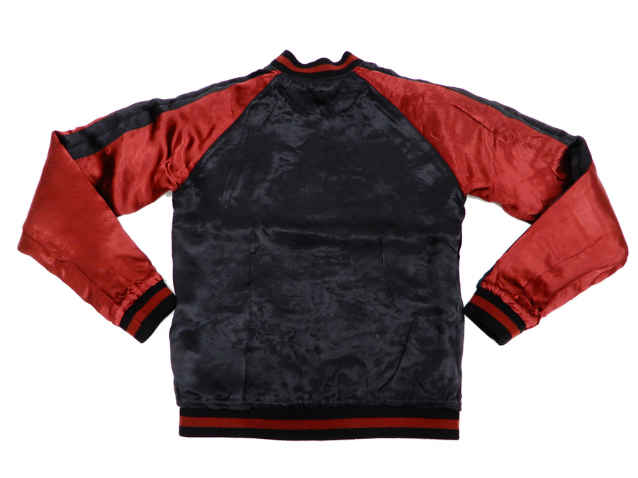 Satori Script Men's Japanese Souvenir Jacket Dragon Embroidered Sukajan GSJR-022 Black/Wine