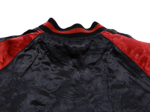 Satori Script Men's Japanese Souvenir Jacket Dragon Embroidered Sukajan GSJR-022 Black/Wine
