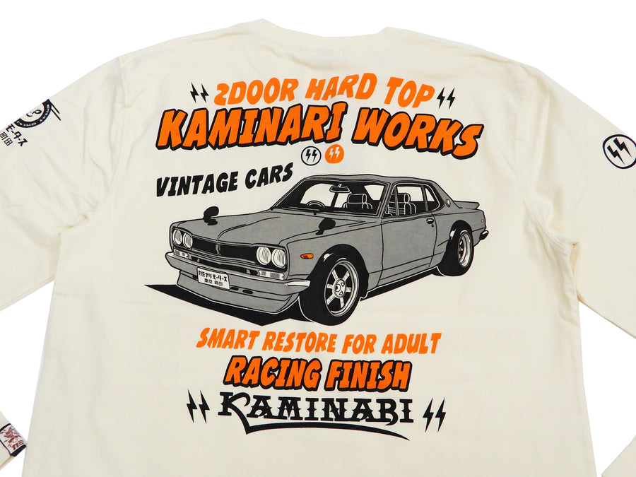 Kaminari T-Shirt Men's Classic Japanese Car Graphic Long Sleeve Tee KMLT-217 Off-White