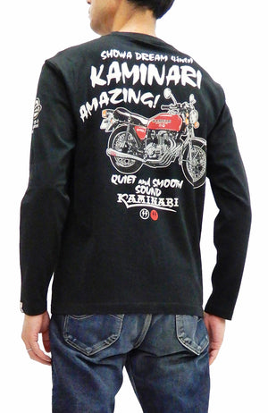 Kaminari T-Shirt Men's Classic Japanese Motorcycle Graphic Long Sleeve Tee KMLT-218 Black