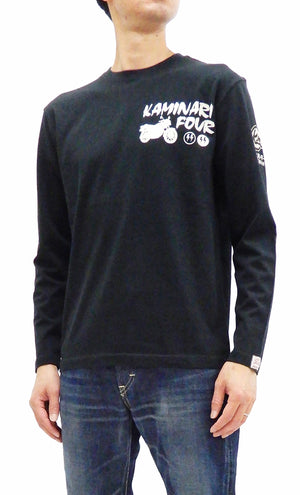 Kaminari T-Shirt Men's Classic Japanese Motorcycle Graphic Long Sleeve Tee KMLT-218 Black